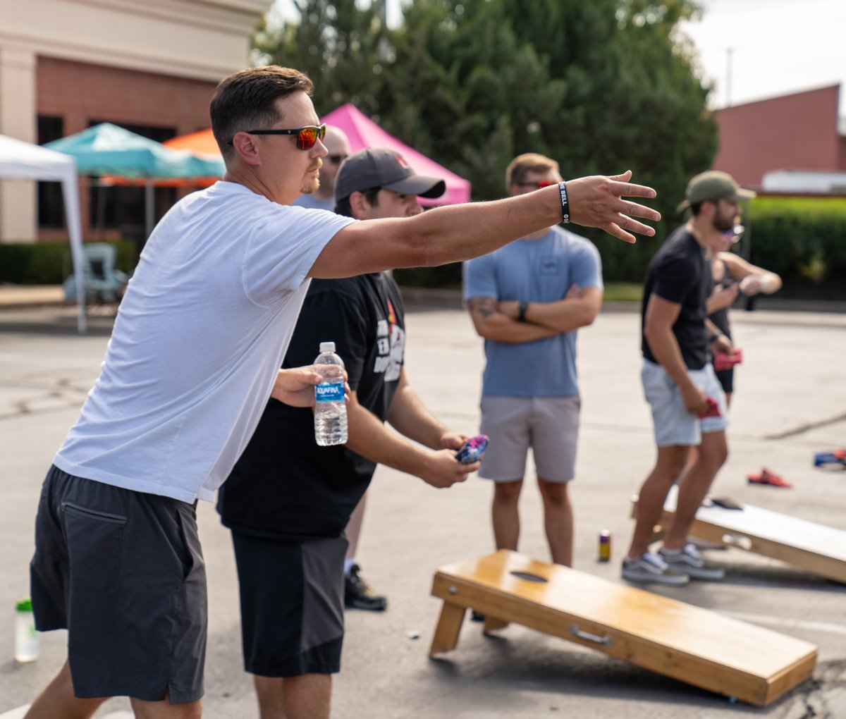 Our fun cornhole competitions held during our 5 year anniversary.